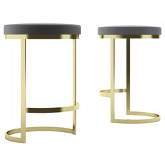 Ola Counter Stool Luxury Modern Style in Steel and Leather