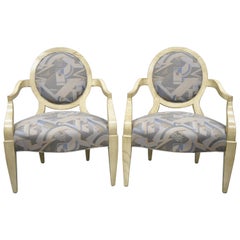 Pair of Round Back Large Club Lounge Chairs Style of John Hutton for Donghia