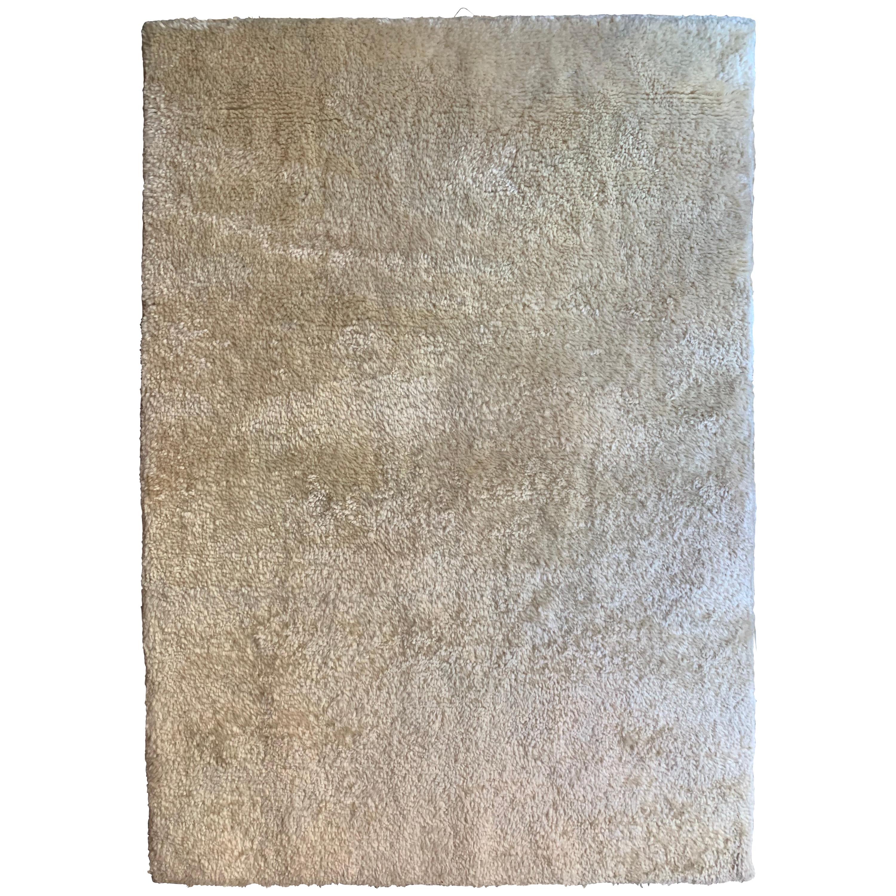 Hand Knotted Natural Mohair Rug by Groundplans For Sale