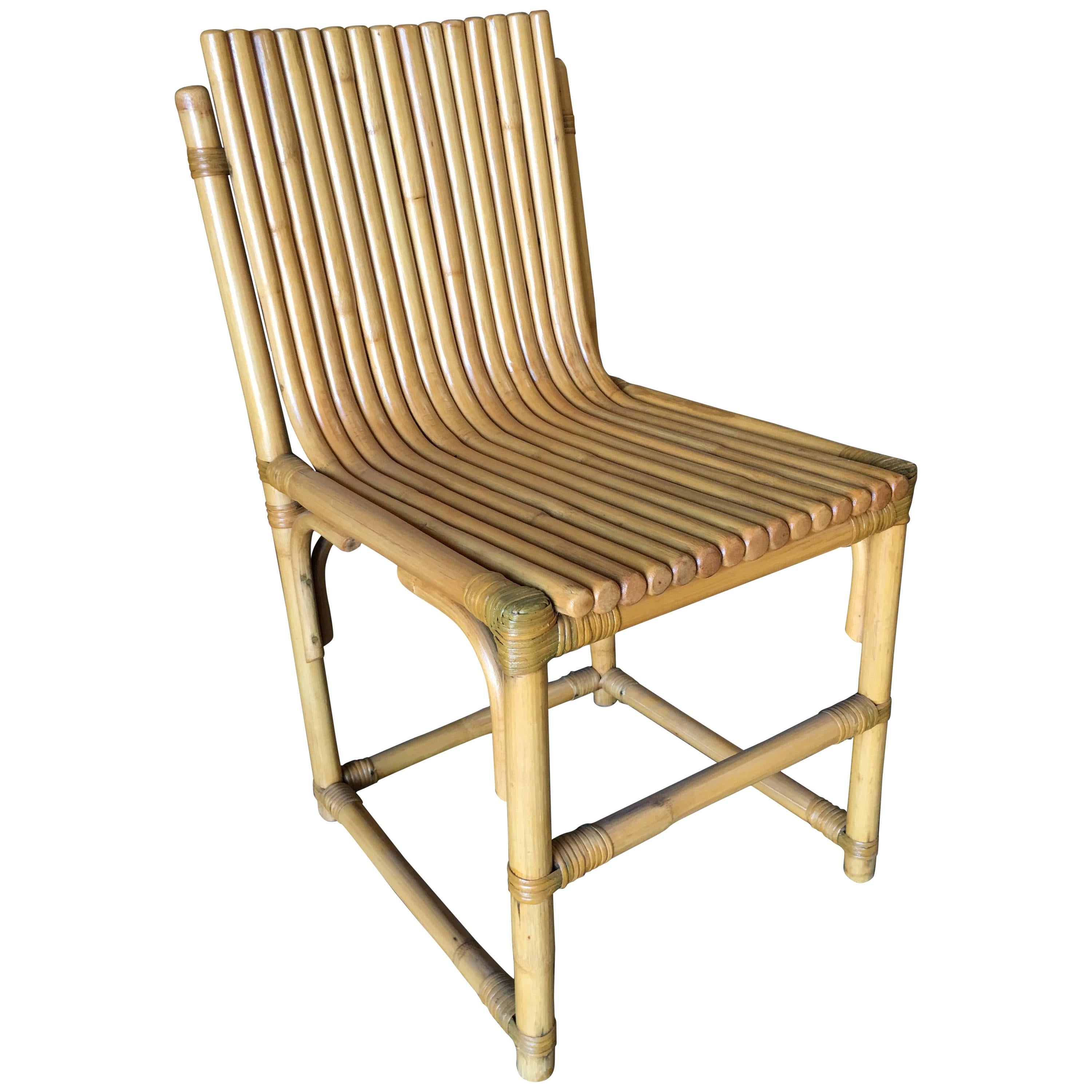 Midcentury Rattan Vertically Stacked Side Chair in the Style of Paul Frankl
