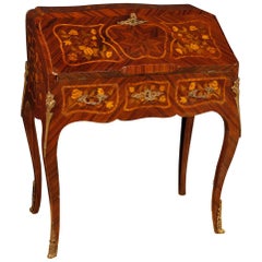 20th Century Inlaid Wood and Gilt Bronze French Bureau, 1960