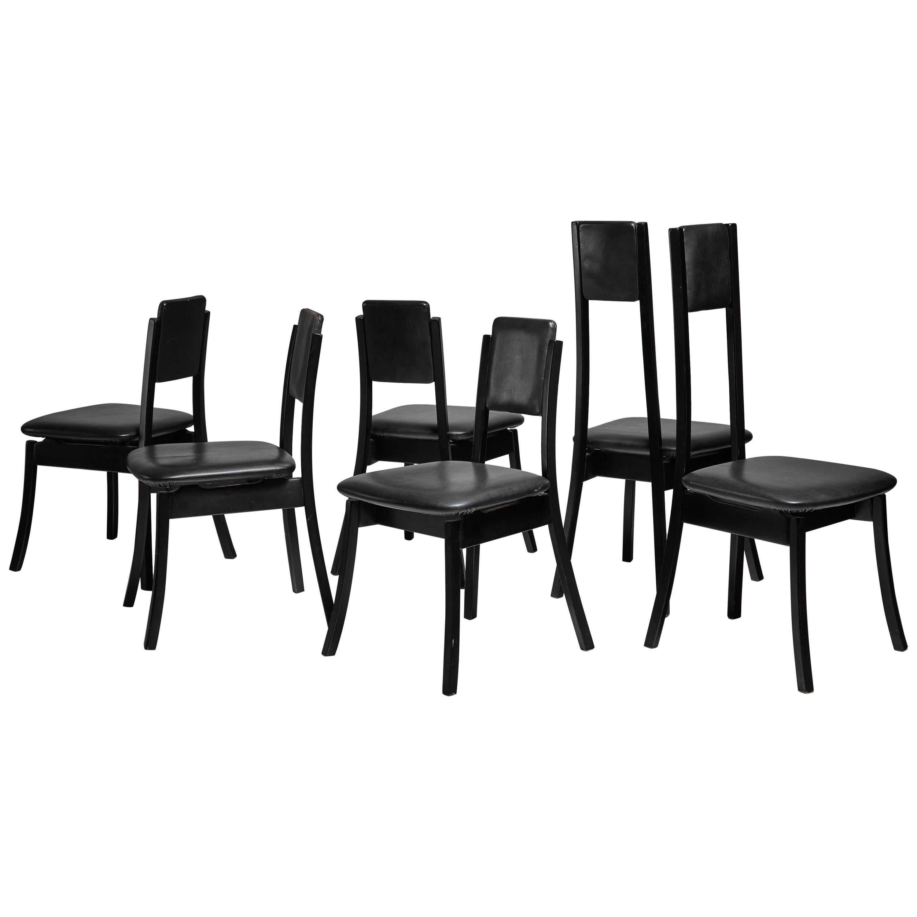 Angelo Mangiarotti Set of Six Dining Chairs, Italy, 1970s