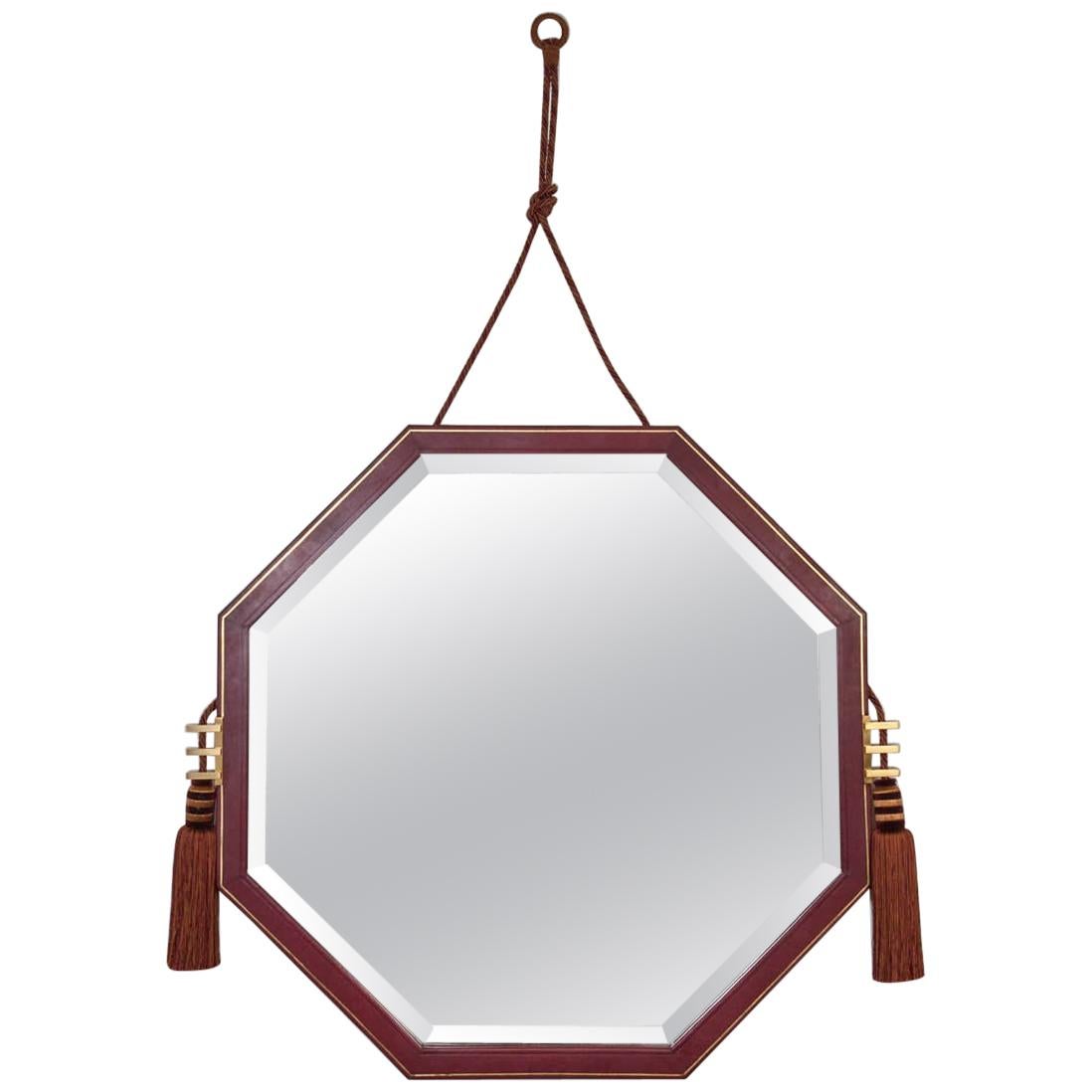 Ultra Chic Leather Mirror by Jean Pascaud