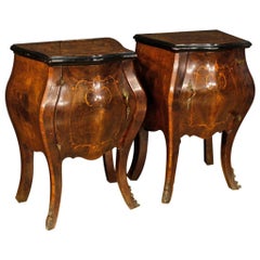 20th Century Pair of Inlaid Wood Italian Bedside Tables, 1950