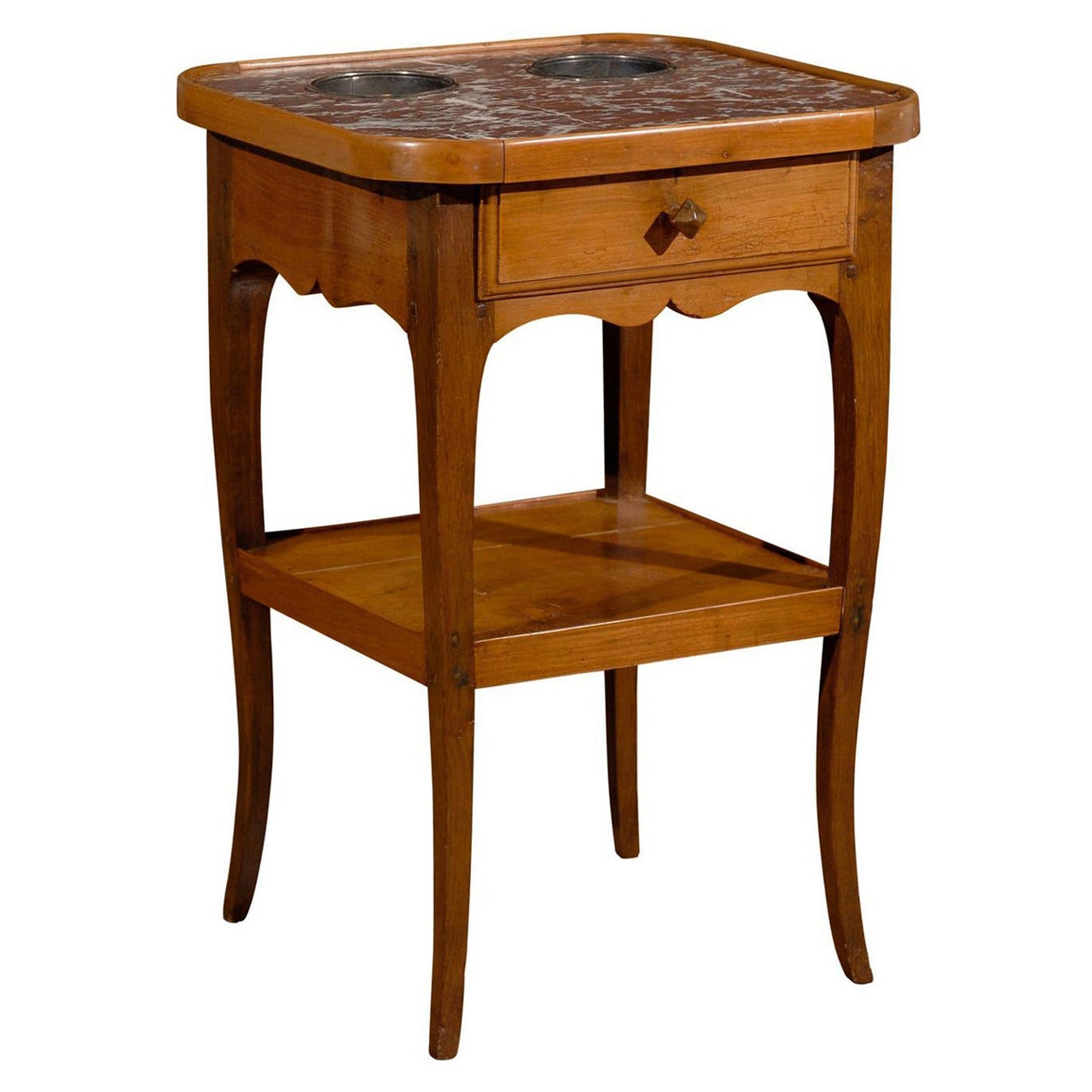 French Louis XV Style Cherry Rafraîchissoir with Red Marble Top, circa 1850 For Sale