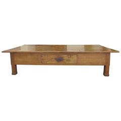 Antique 19th Century French Jumbo, Fruitwood Coffee Table with Drawer