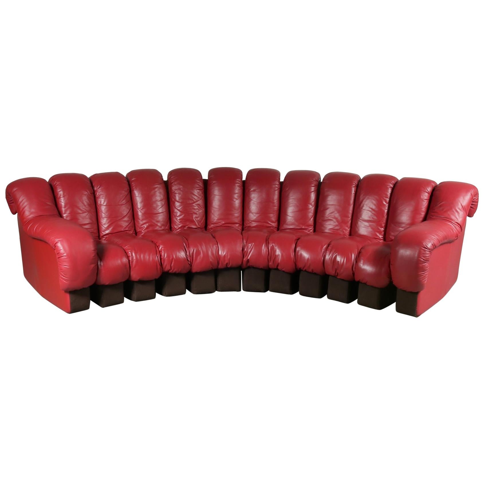 De Sede DS-600 Sofa in Red Leather, Switzerland, 1960