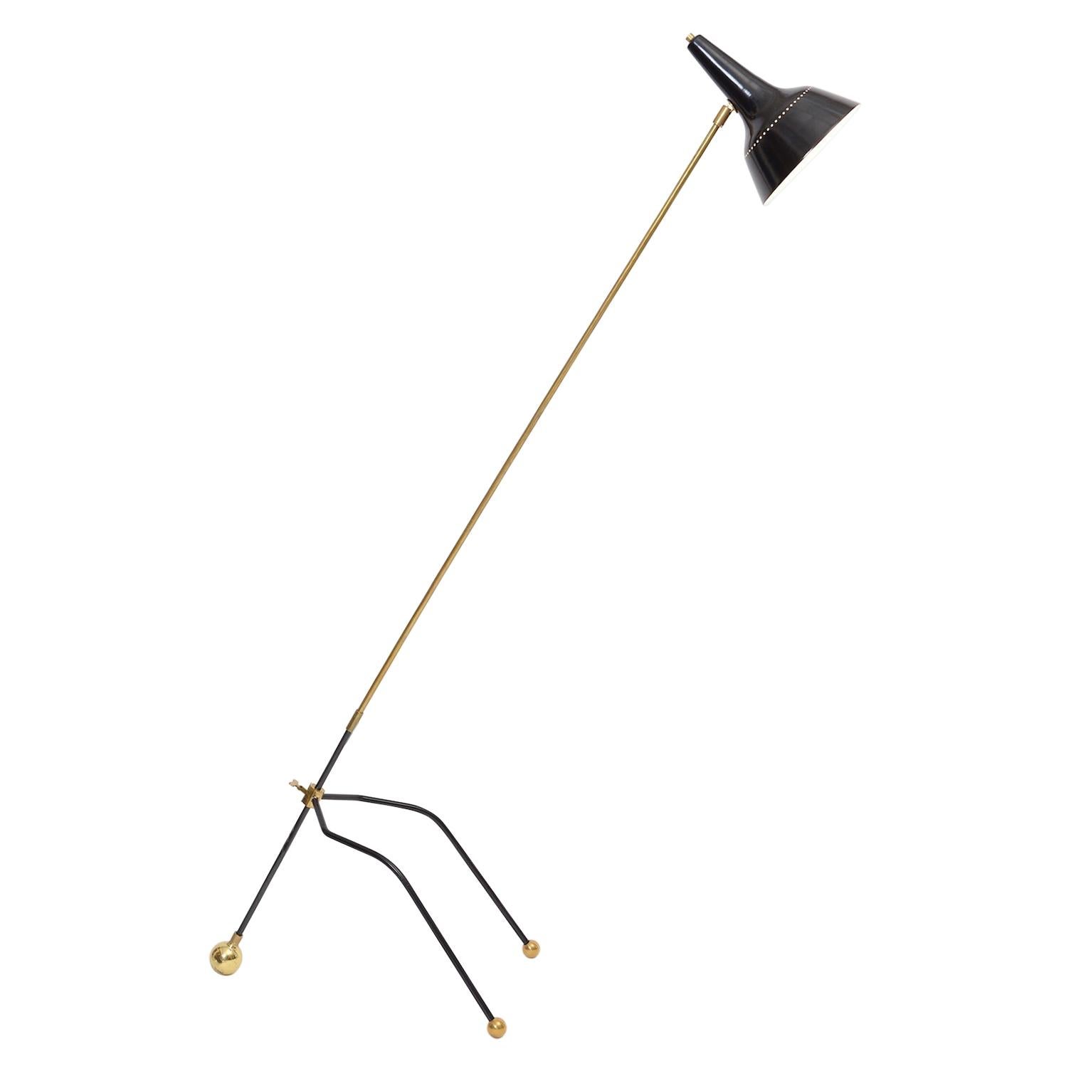 Italian Floor Lamp, Adjustable Height with Articulated Shade For Sale