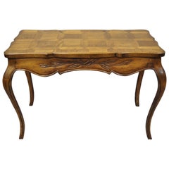 French Country Provincial 1 Drawer Writing Desk Parquetry Inlaid Walnut Top