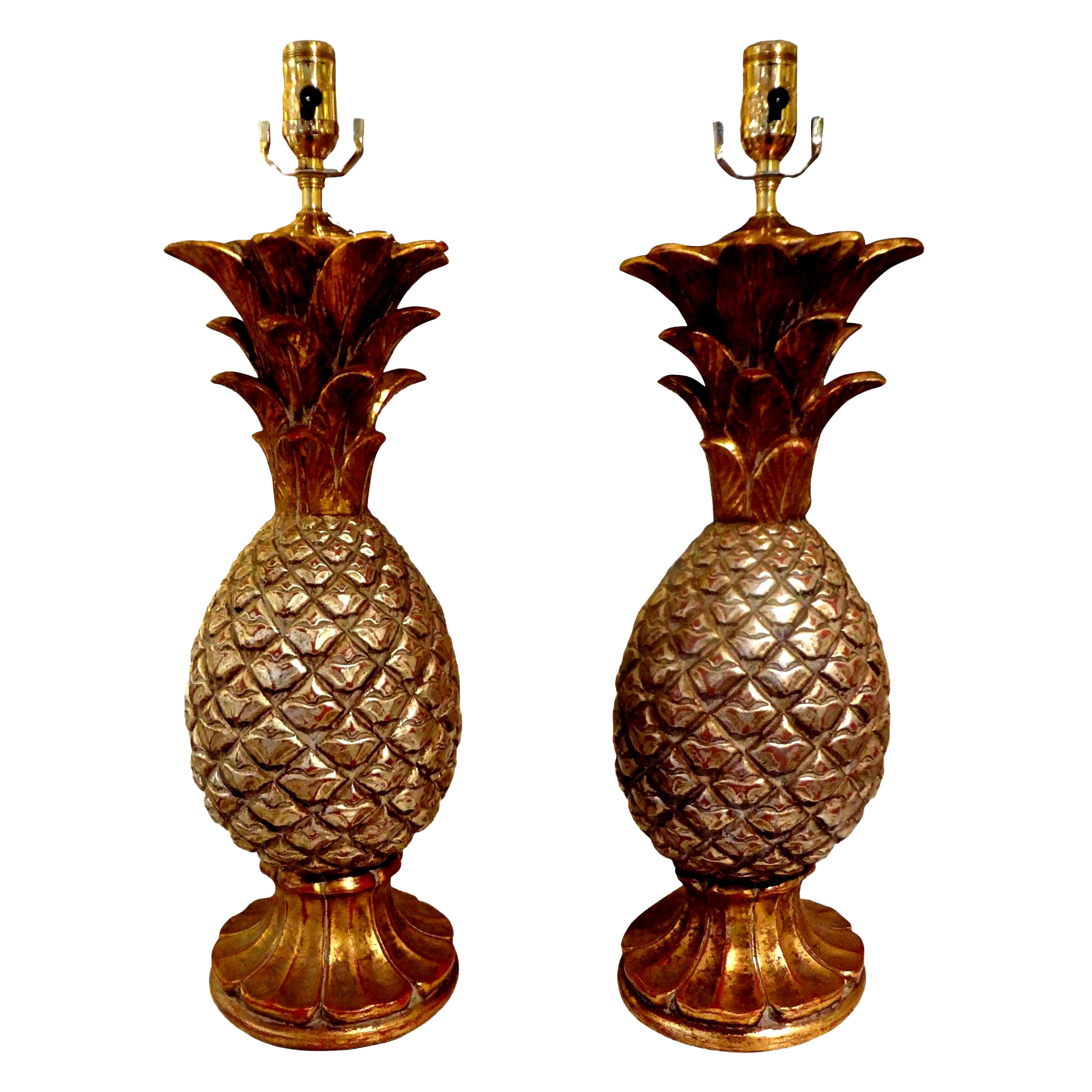 Pair of Vintage Pineapple Table Lamps at 1stDibs