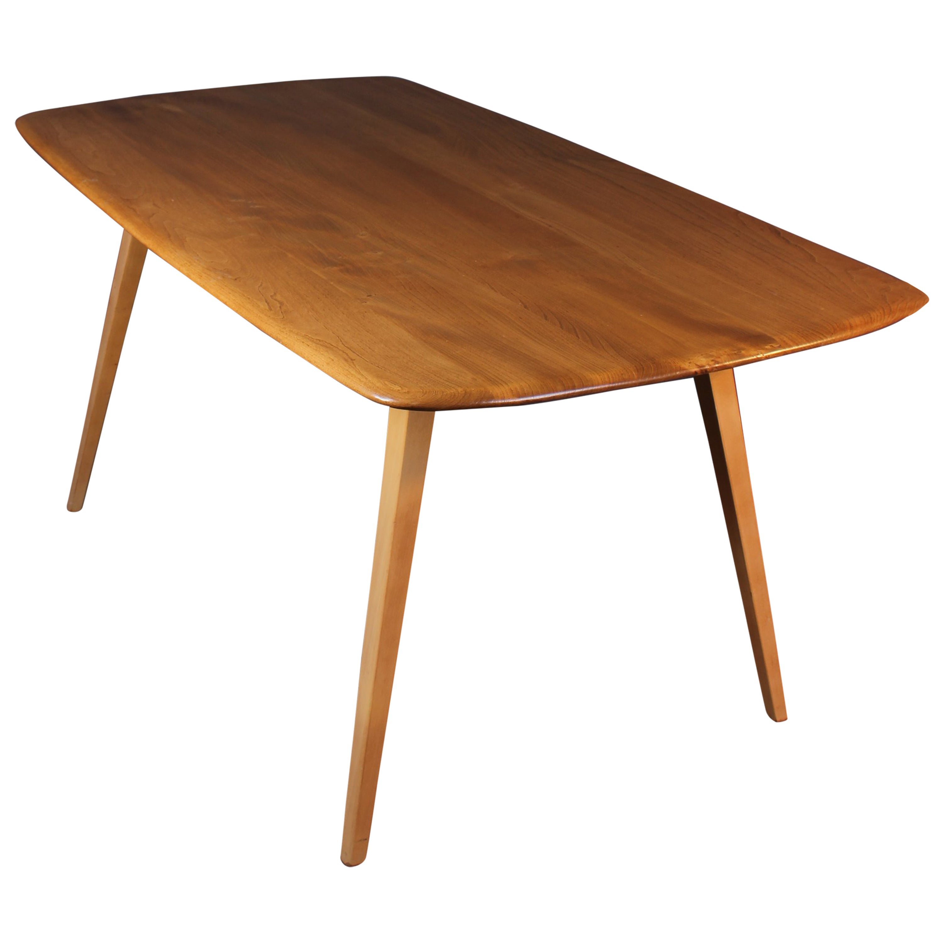 Midcentury Blonde Ercol Plank Dining Table Kitchen