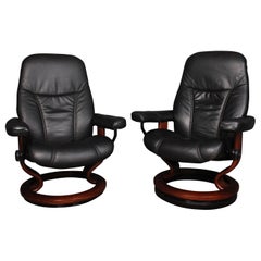 Ekornes Stressless Furniture 8 For At 1stdibs Two Ekornes Stressless Diplomat Black Leather Chairs