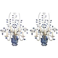 Pair of Silver Plated Sconces with Lapis Lazuli 12