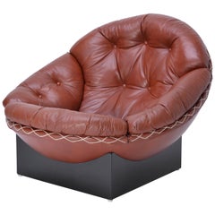 Retro Mid-Century Modern Leather lounge Chair by Illum Wikkelsø for Ryesberg Møbler
