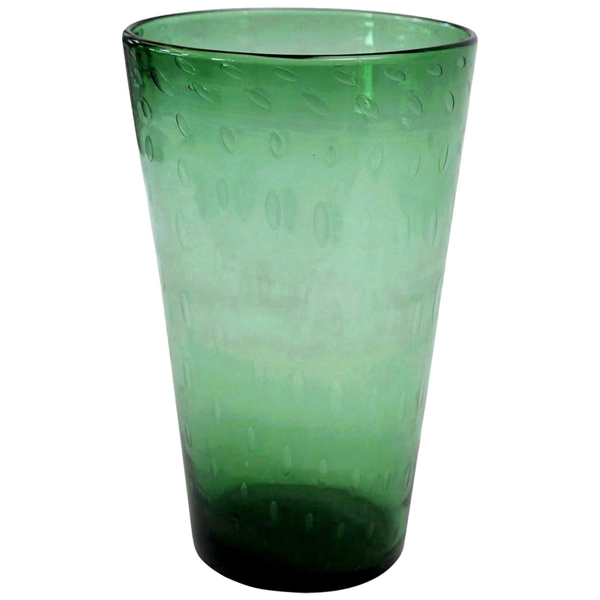 Scottish Monart Green Art Glass Vase For Sale at 1stDibs