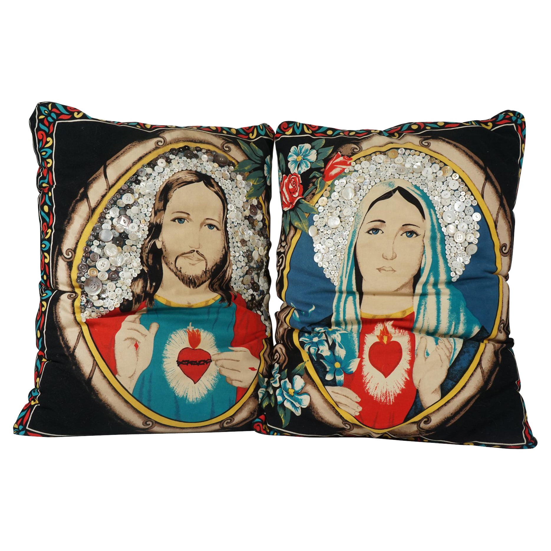 20th Century Pair of Decorated Pillows by Dan Rupe