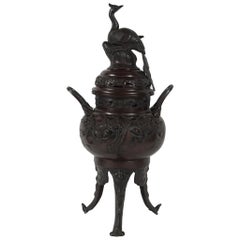 Antique Japanese Cast Bronze Meiji Period Incense Burner