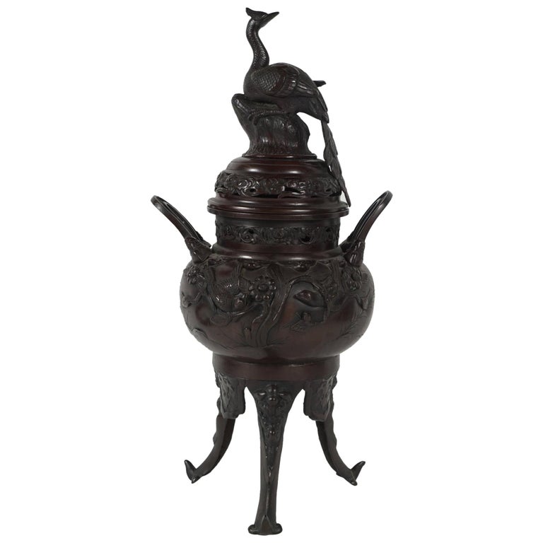 Japanese Cast Bronze Meiji Period Incense Burner at 1stDibs