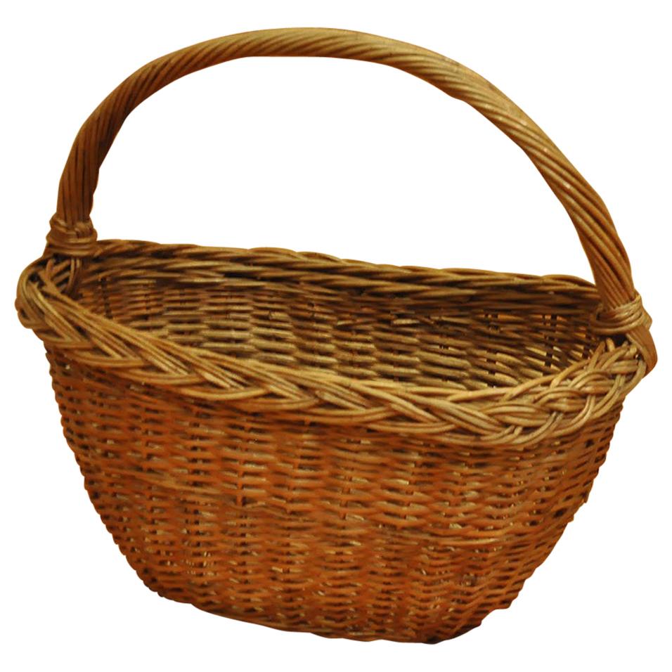 Vintage Wicker Basket, circa 1950 For Sale