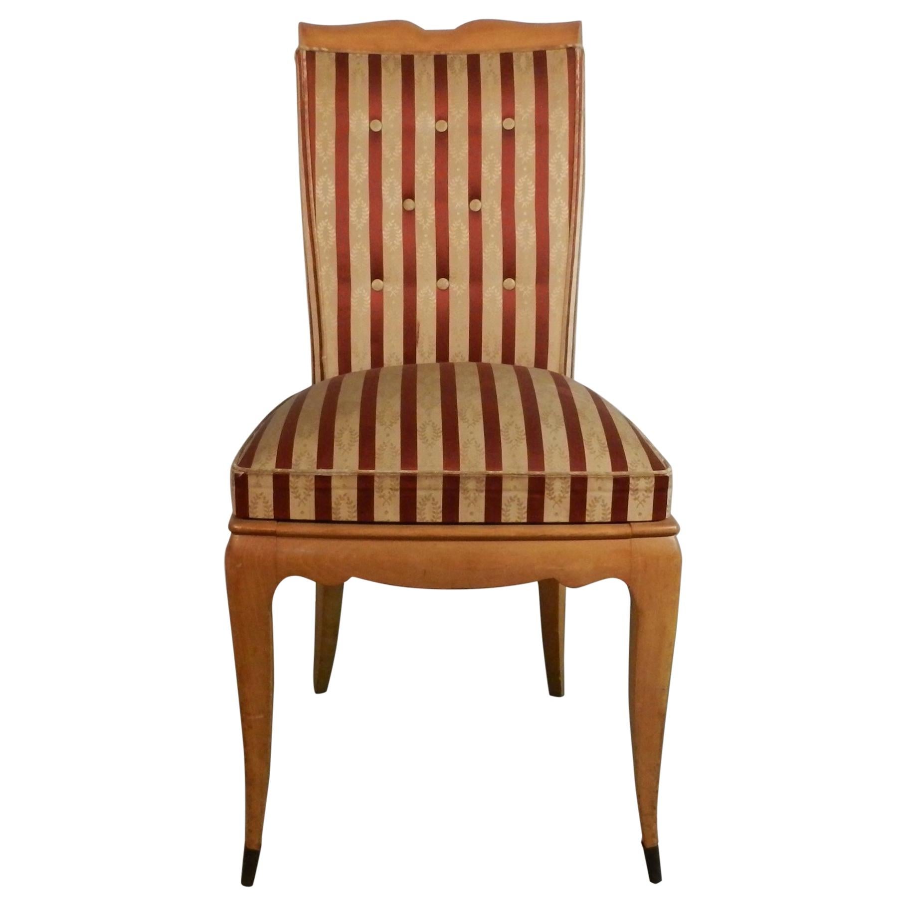 Elegant Art Deco Chair in Sycamore in the Style of René Prou