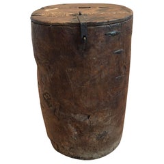 Antique 19th Century Primitive Wood Drum Table