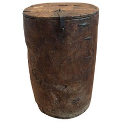 19th Century Primitive Wood Drum Table