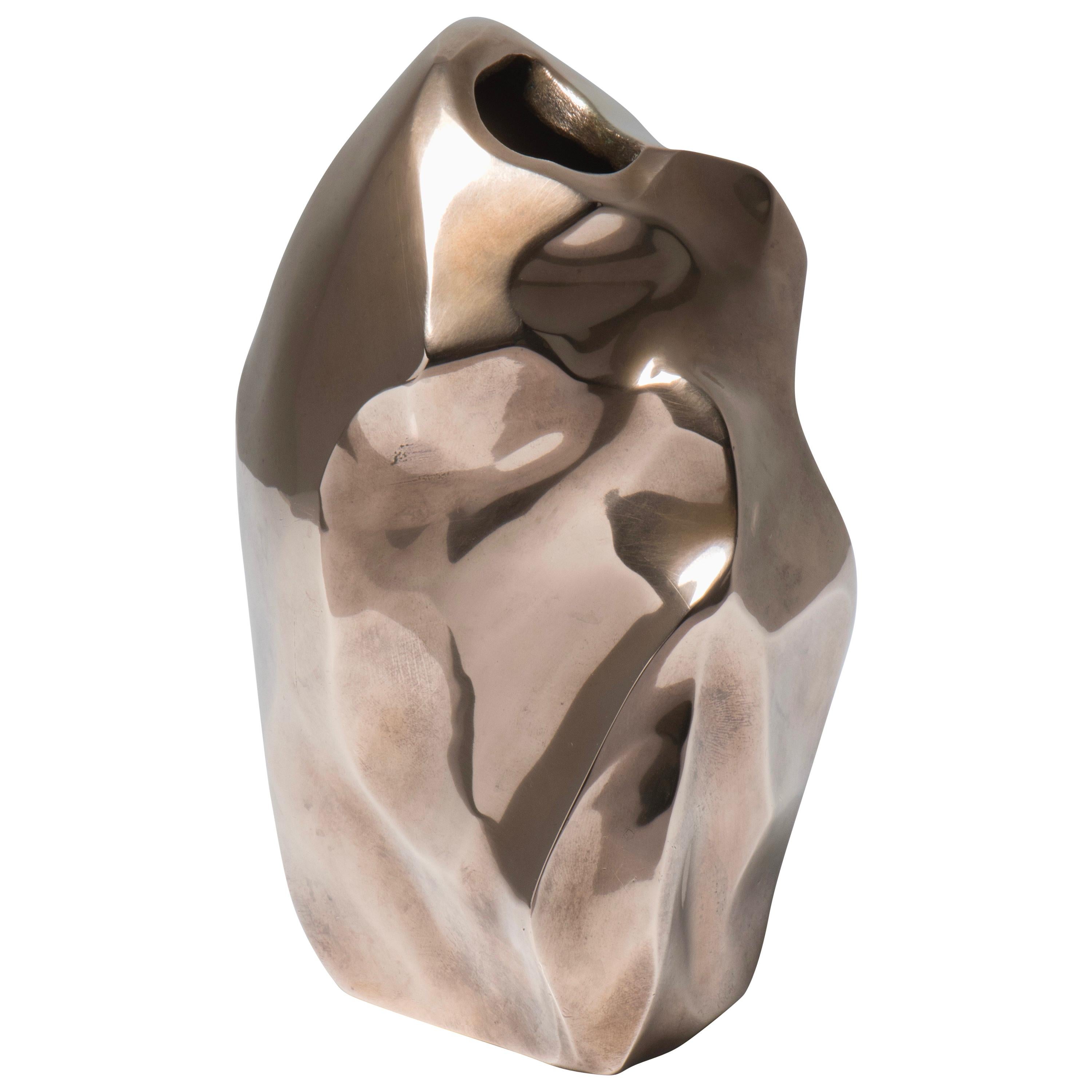 Unique Asymmetric Bronze Sculptural Vase by Michel Jaubert, 1960 For Sale