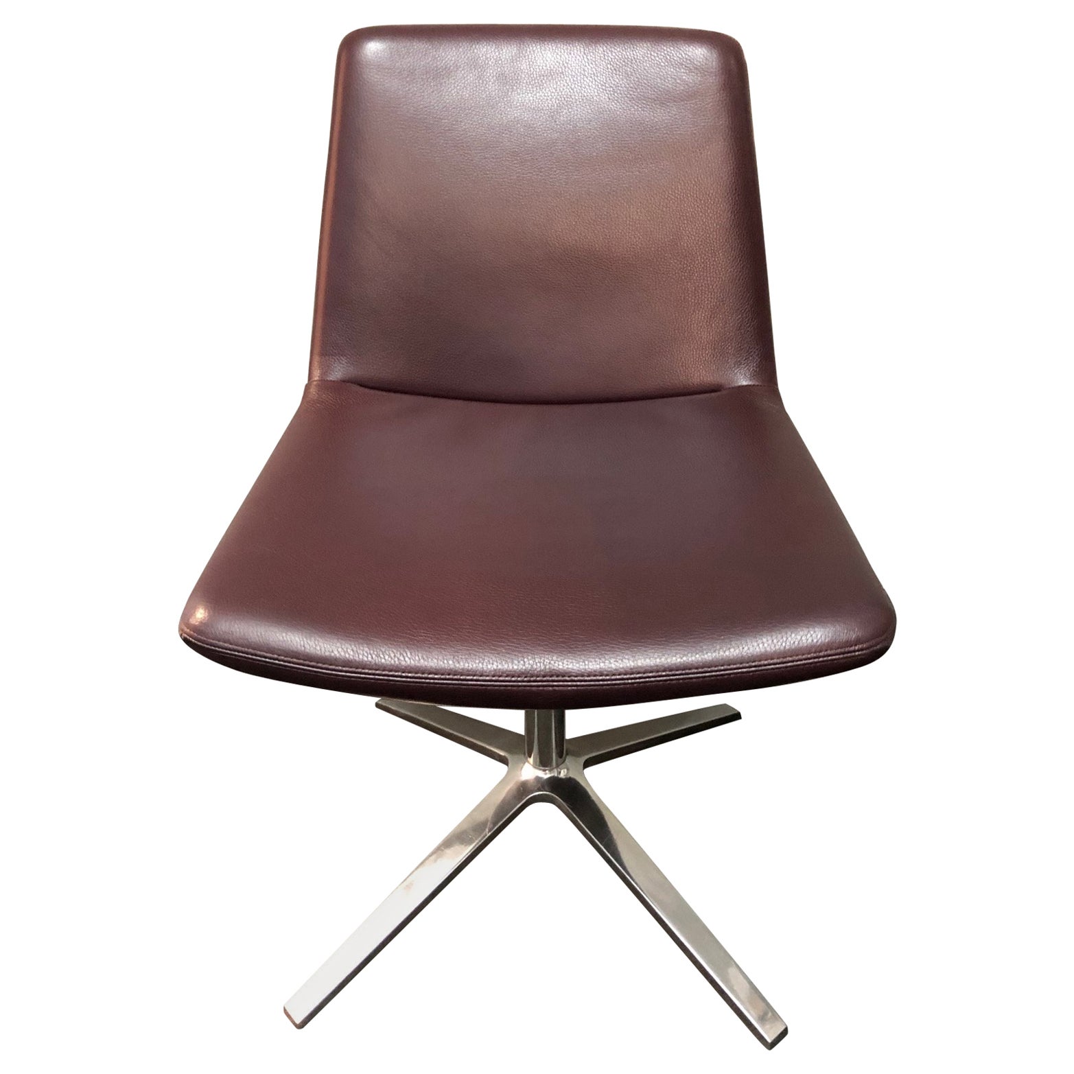 B and B Italia Black Leather Mart Swivel Chair For Sale at 1stDibs