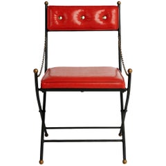 Campaign Folding Chairs in the Style of Maison Jansen, Set of Four, circa 1960