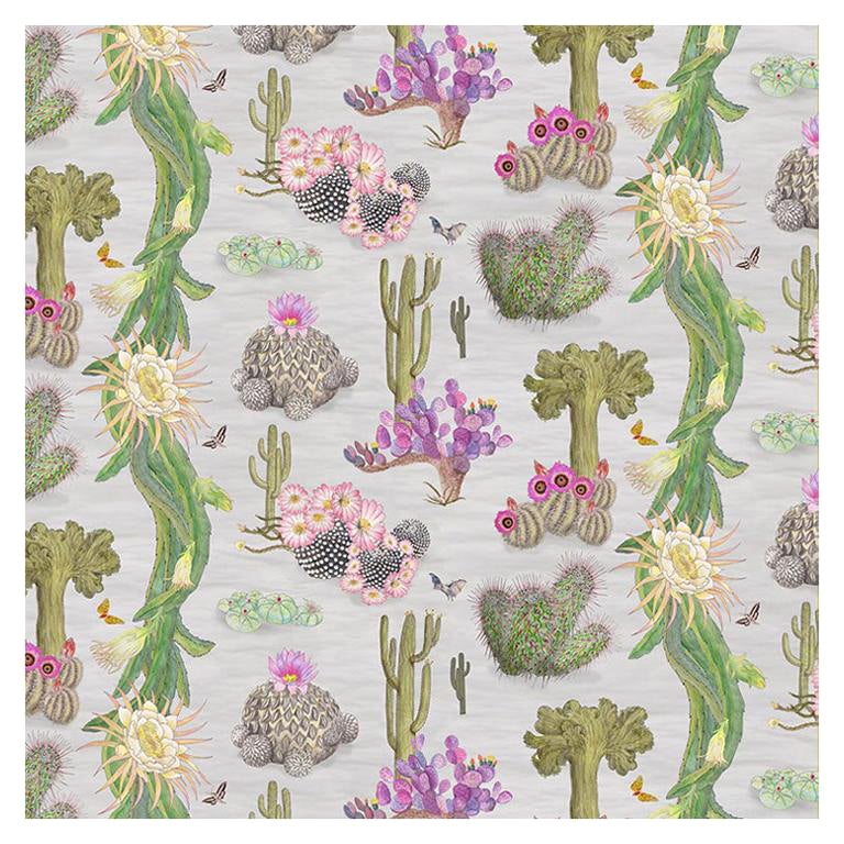 Cactus Mexicains en papier peint botanique colombe en vente