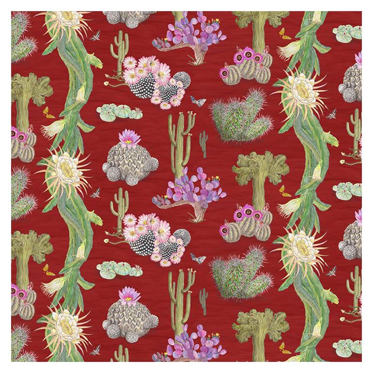 Cactus Mexicanos in Sangre Botanical Wallpaper For Sale