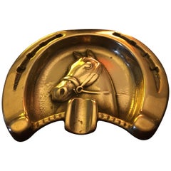 Adnet Style Horse Gilt Bronze Ashtray, France, 1950s