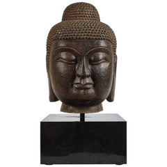 Large Stone Carved Buddha Head