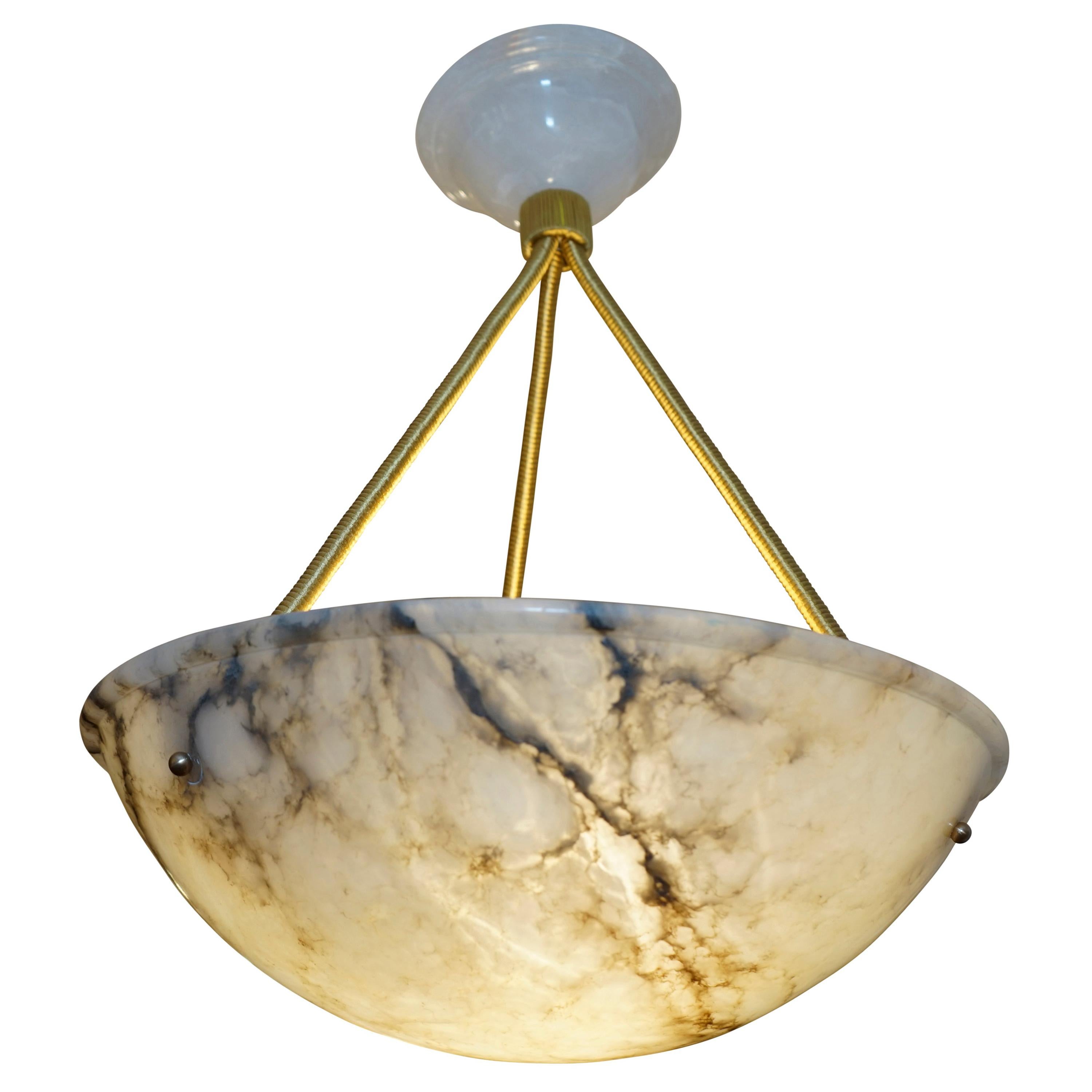 Jugendstil Alabaster Light Fixture, Sweden, circa 1900