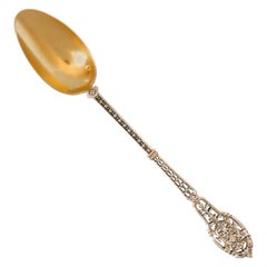 Puiforcat Masterpiece French Sterling Silver 18k Gold Cocktail Spoon, Mascaron