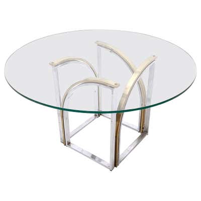 Deconstructive Steel Table by Pierre Abadie with Pierced Glass Top For ...