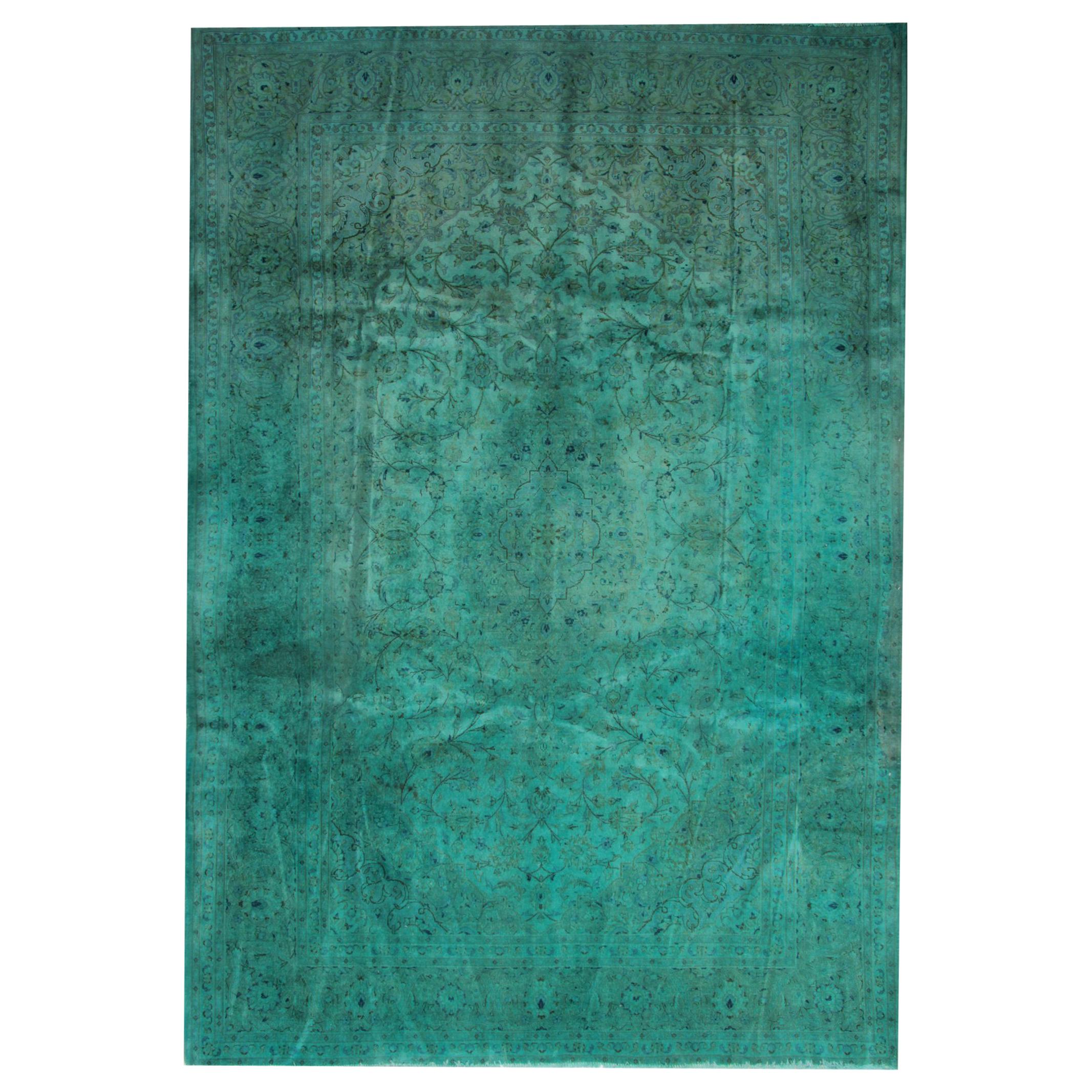 Tapis artisanal, tapis oriental teint à la main, tapis bleus vintage en vente