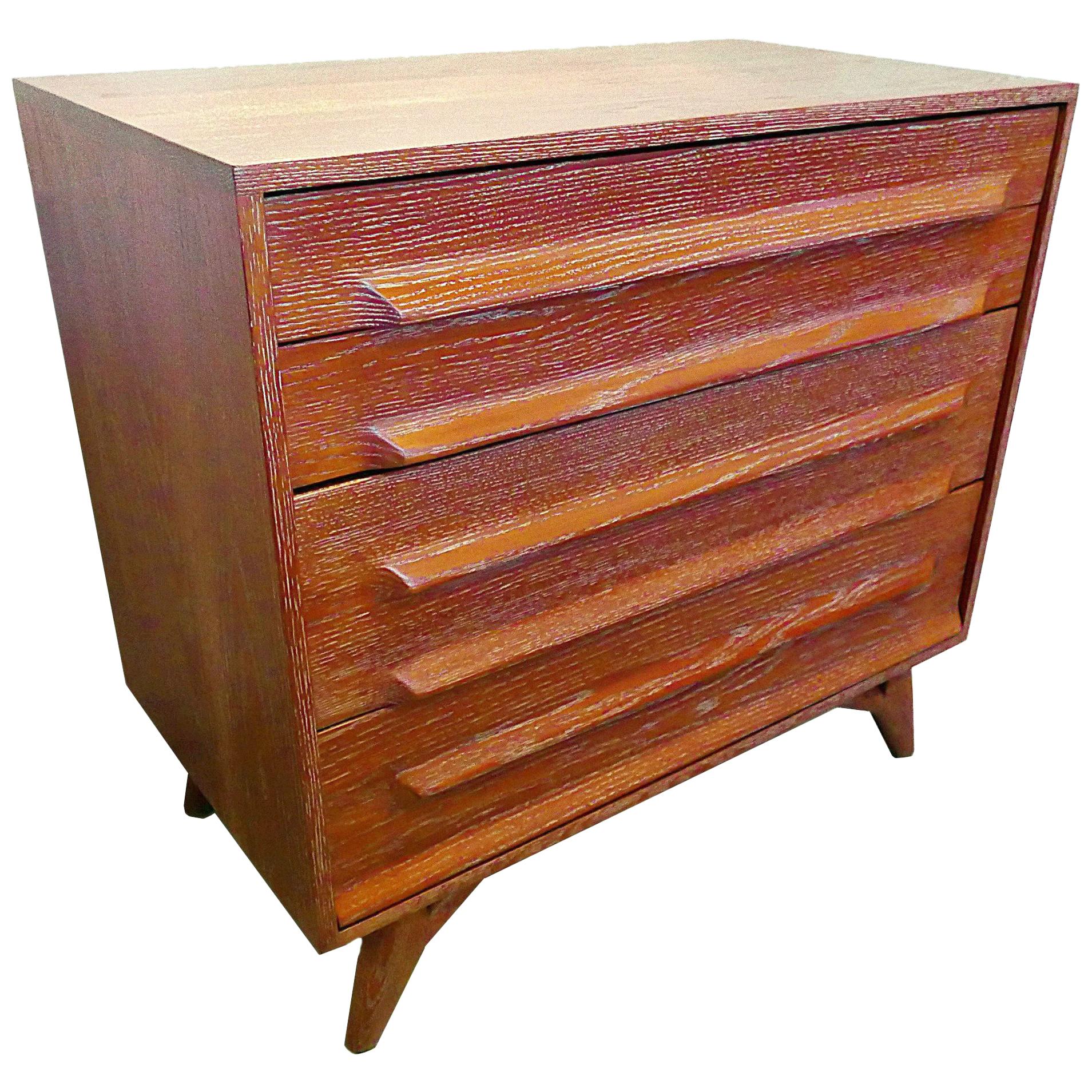 American Modern Cerused Oak Four Drawer Chest, 1950s For Sale