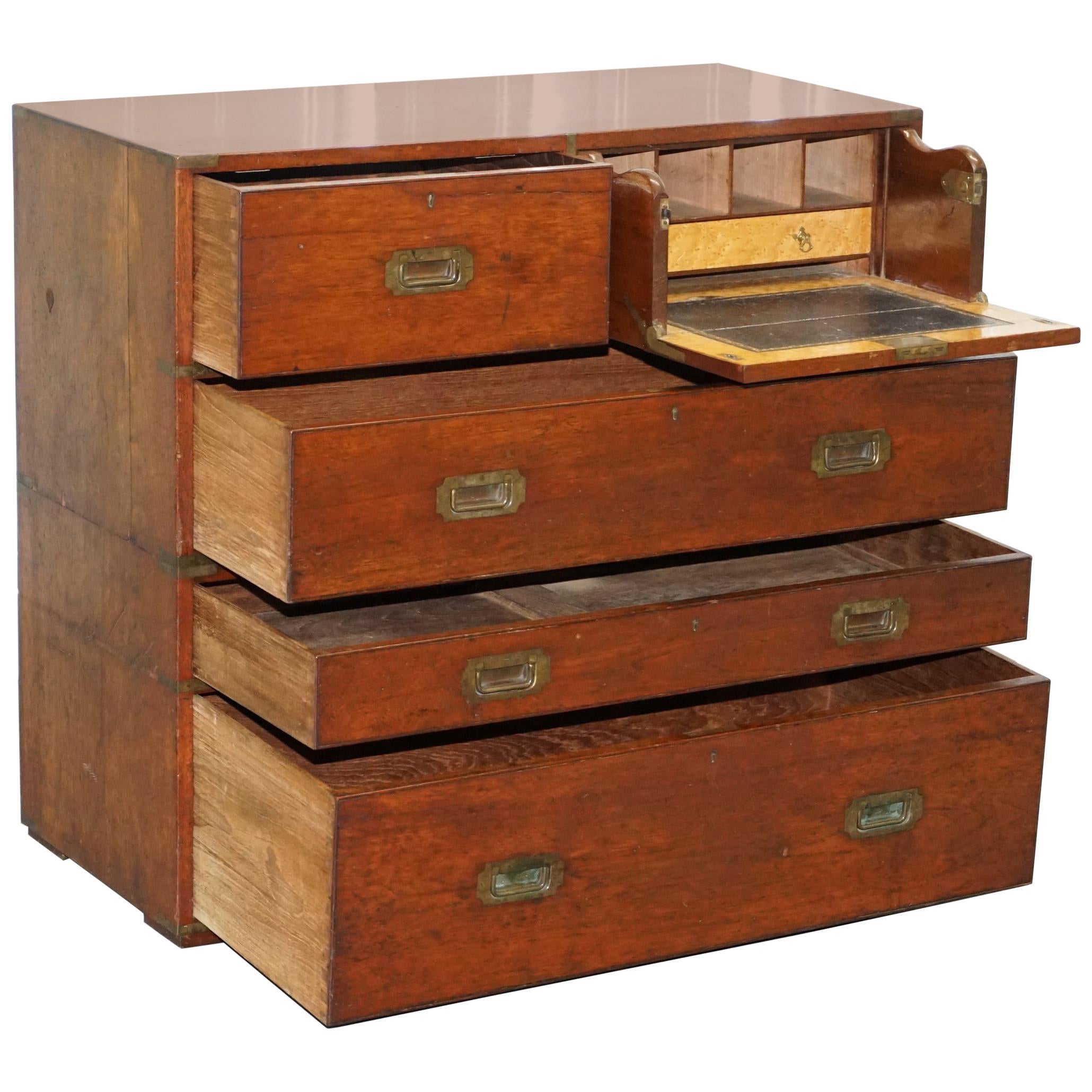 Original 1890 Army & Navy C.S.L Stamped Campaign Chest of Drawers Including Desk