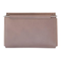 Wall Pocket 16"Lx3"Dx10"H in Taupe Leather and Stainless Steel by Moses Nadel