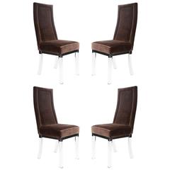 Set of Four Charles Hollis Jones Lucite and Chrome Dining Chairs 9
