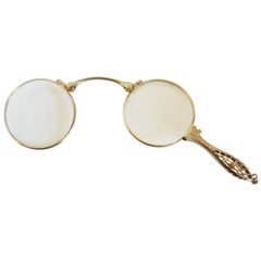 Folding Antique Lorgnette in 14-Karat White Gold