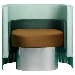 Mambo Green Armchair with Upholstery Velvet, Solid Wood and Metal Structure