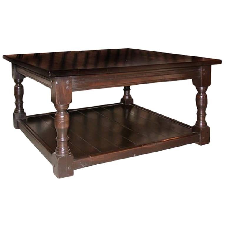 Oak Coffee Table with Shelf For Sale