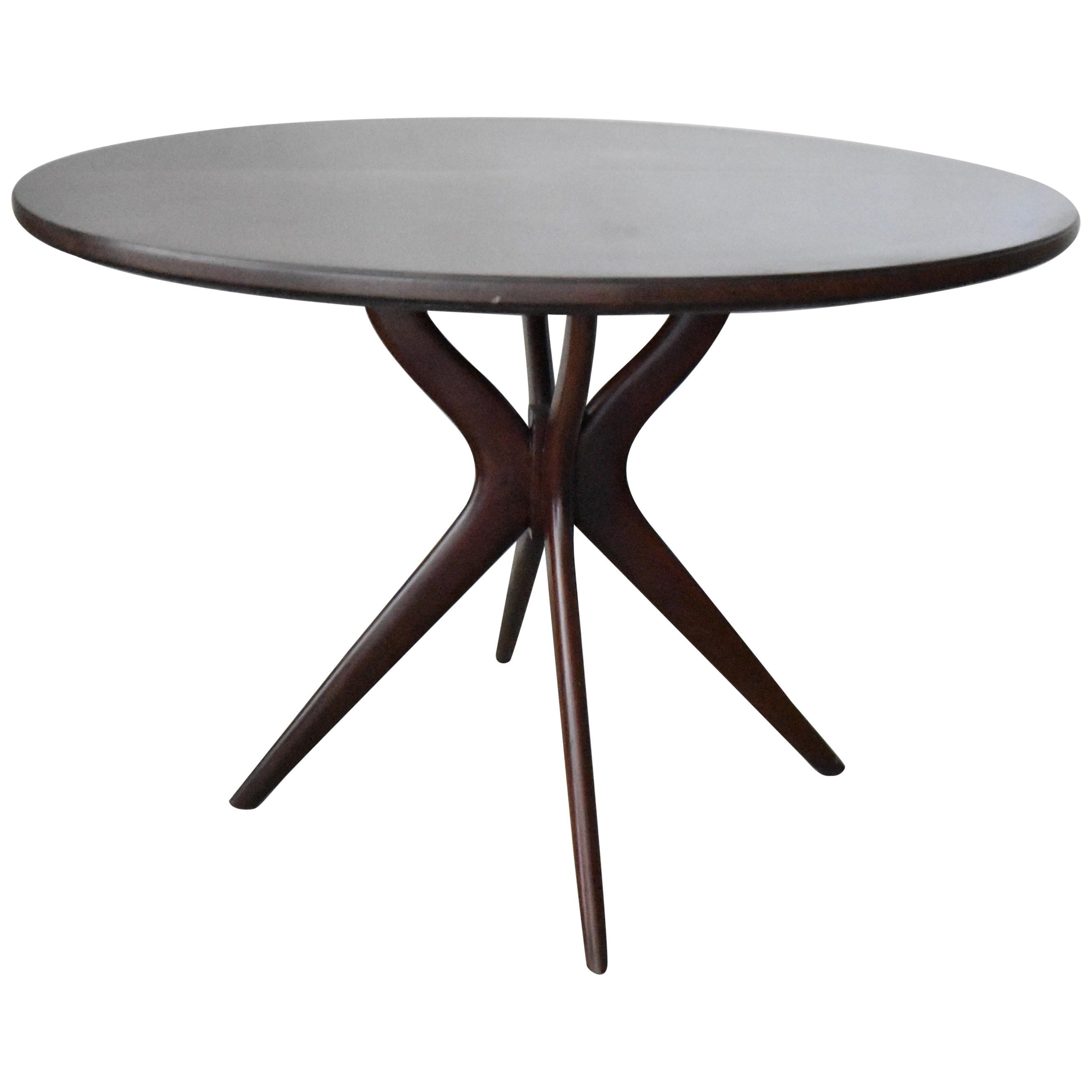 1950s Ico Parisi Style Italian Round Pedestal Table