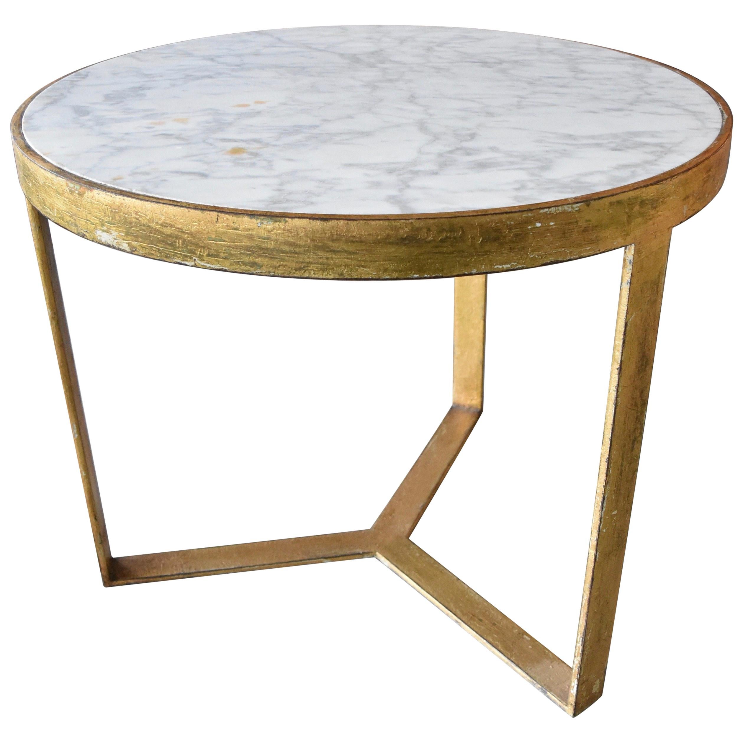 Steel Table with Gold Gilt and Marble Top for Antica Collection