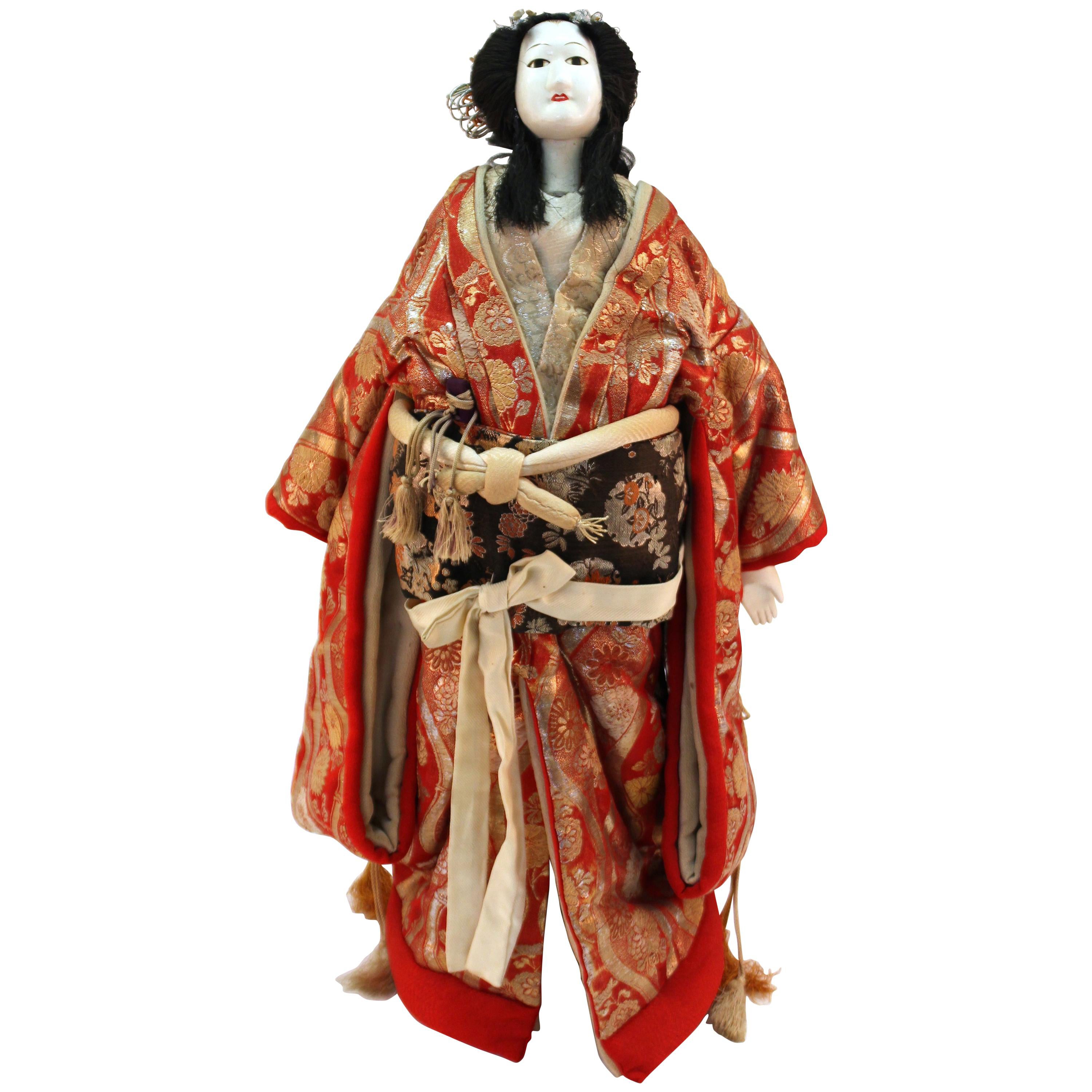 Japanische Meiji Bunraku Ningyo Puppe