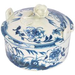 Antique Rare, First Period, Worcester Blue and White, Porcelain Butter Tub, Fence Pat'n
