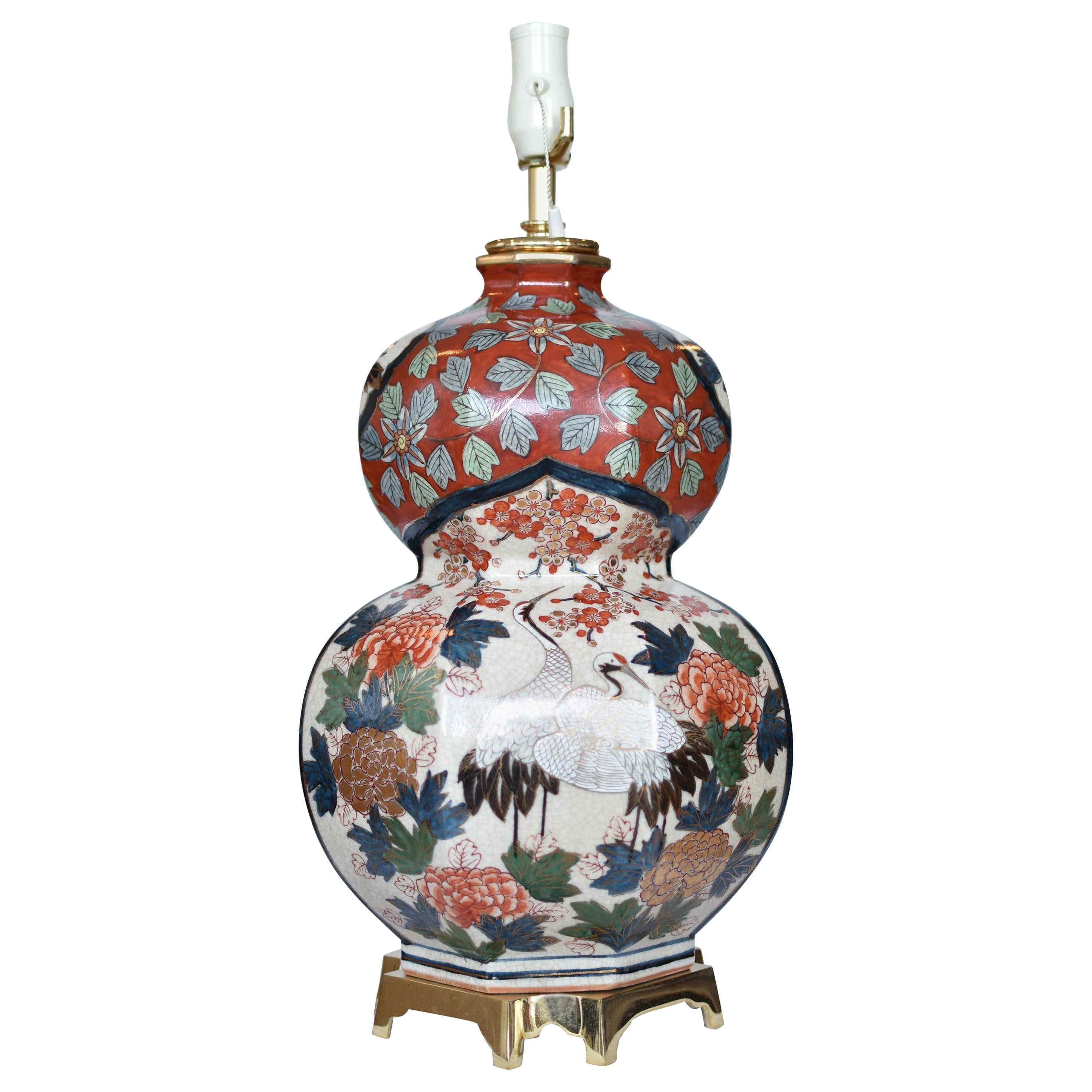 Japanese Contemporary Red Green Gold Imari Porcelain Table Lamp