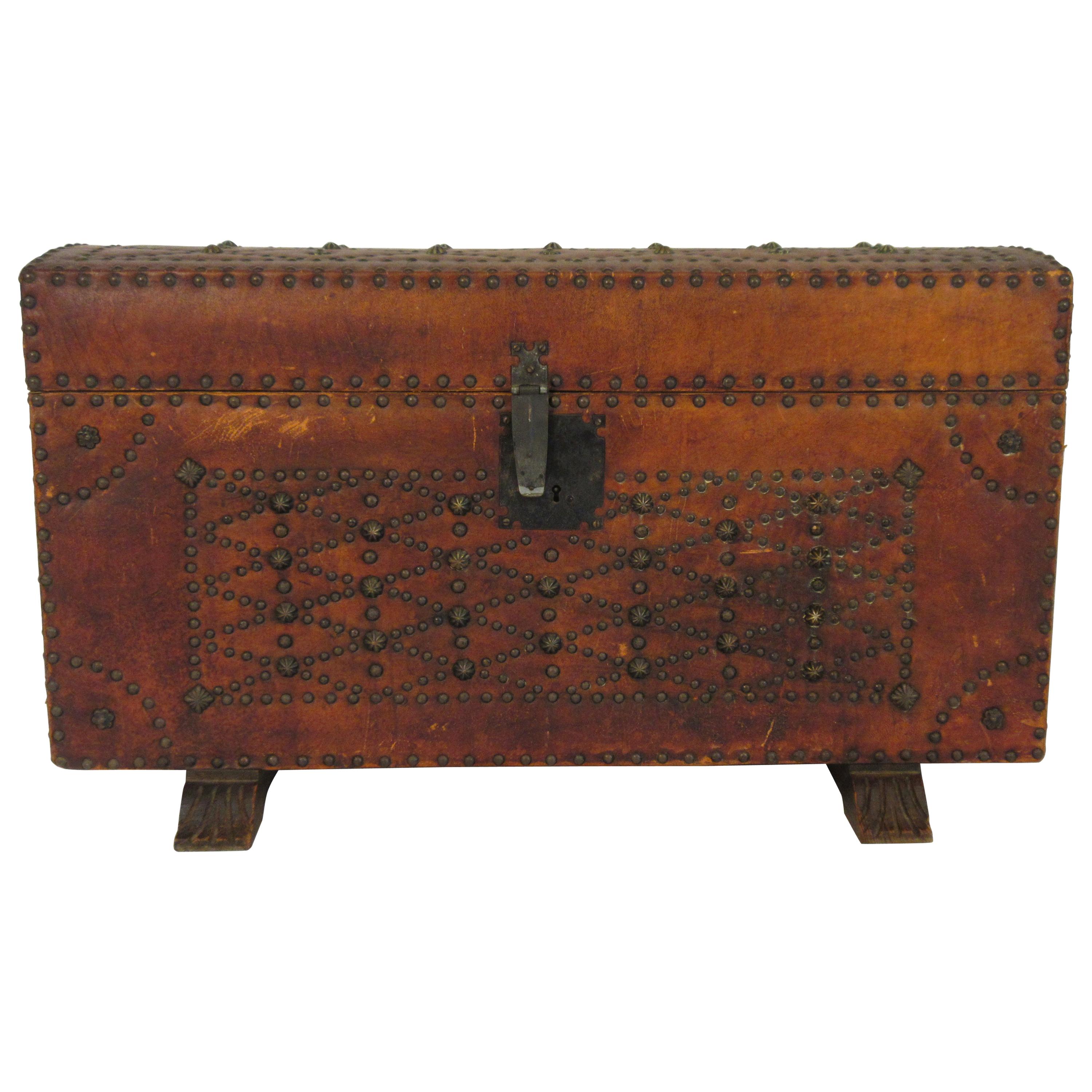 1950s Leather Studded Dome Top Trunk